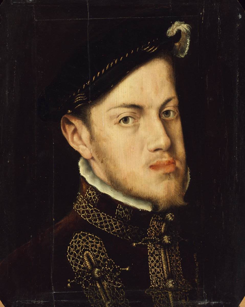 Felipe II de España, rey del Imperio Español en su apogeo marítimo, retrato de Sofonisba Anguissola